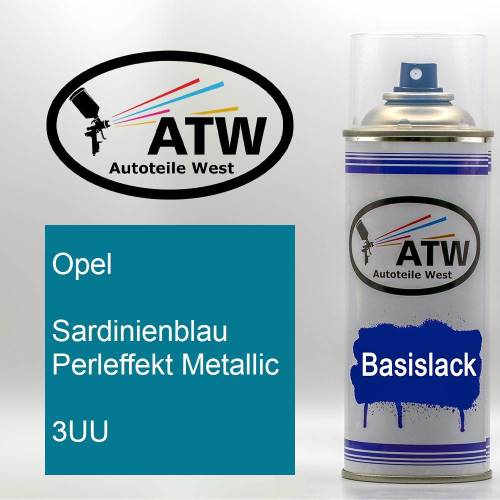 Opel, Sardinienblau Perleffekt Metallic, 3UU: 400ml Sprühdose, von ATW Autoteile West.